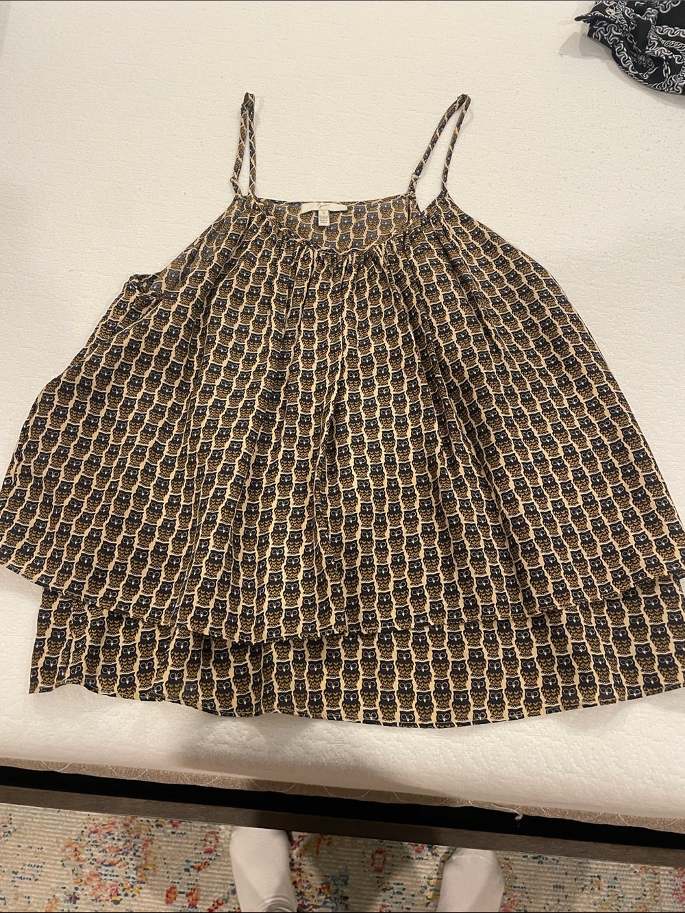 Joie Printed Spaghetti-Strap Camisole in Black and Tan
